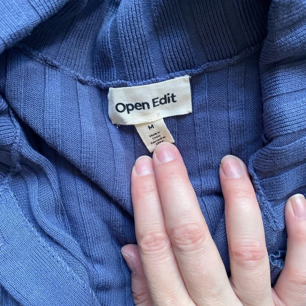 đź§µOpen Edit Ribbed Set in Blue Shadow cardigan and pants M - Picture 6 of 8